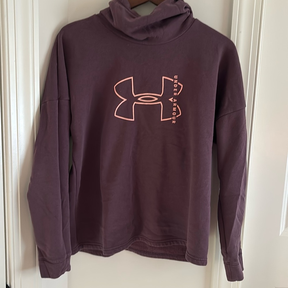 Dark purple under armor sweatshirt with cow neck